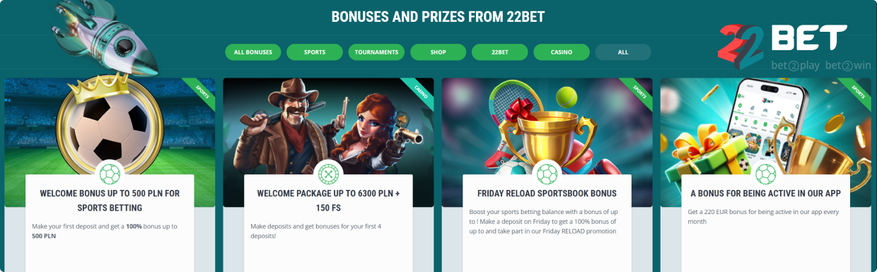 22Bet Bonuses and Promotions